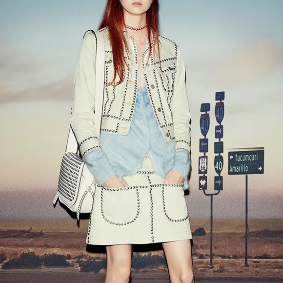 NWT COACH STUDDED LIGHT DENIM MINI SKIRT SIZE 12 - Picture 6 of 11